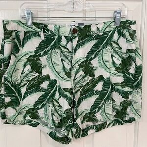 Linen tropical leaf print shorts size 12